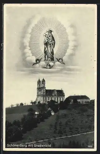 AK Schönenberg / Ellwangen, Ansicht der Kirche mit Gnadenbild