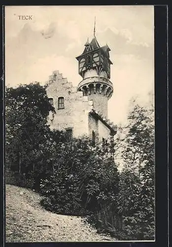 AK Teck, Blick auf Ruine Teck mit Turm