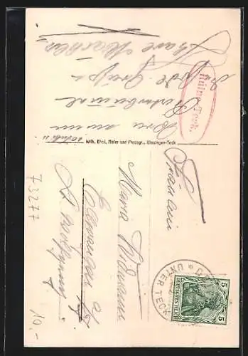 AK Teck, Blick auf Ruine Teck mit Turm