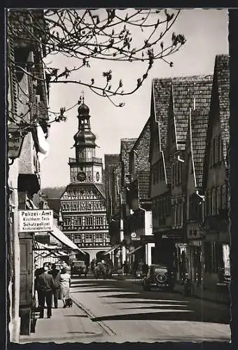 AK Kirchheim /Teck, Marktstrasse mit Polizei und Geschäften