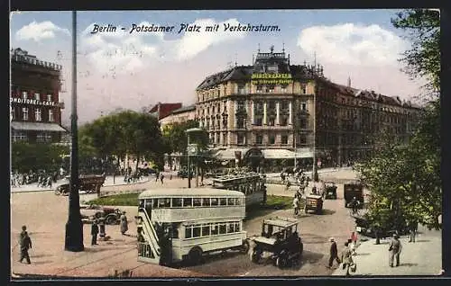 AK Berlin-Tiergarten, Potsdamer Platz mit Strassenbahn