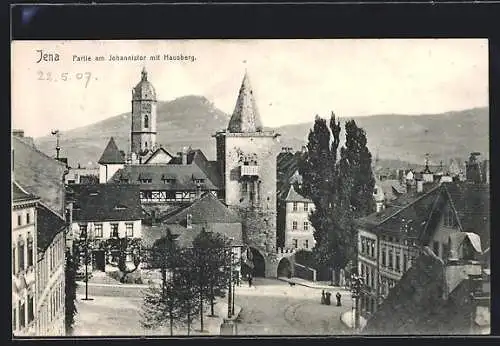 AK Jena, Strassenpartie am Johannistor mit Hausberg