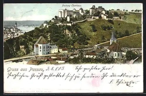 AK Passau, Gesamtansicht mit Festung Oberhaus