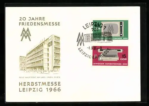 AK Leipzig, Herbst Messe 1966, Neue Hauptpost am Karl-Marx-Platz