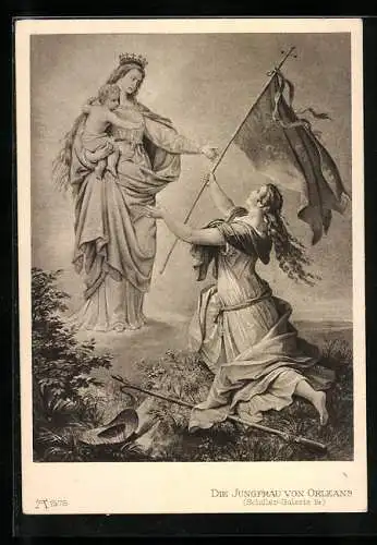 Künstler-AK Jeanne d`Arc / Johanna von Orleans auf Knien vor der Heiligen Maria