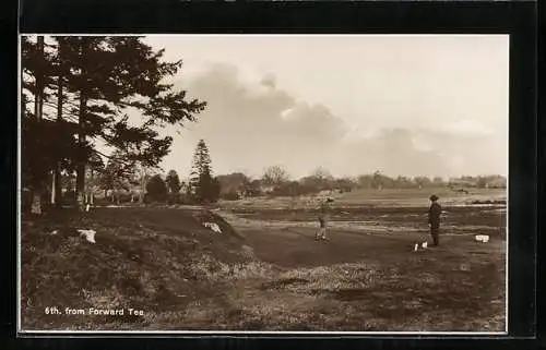Foto-AK Zwei Golfer auf dem Golfplatz