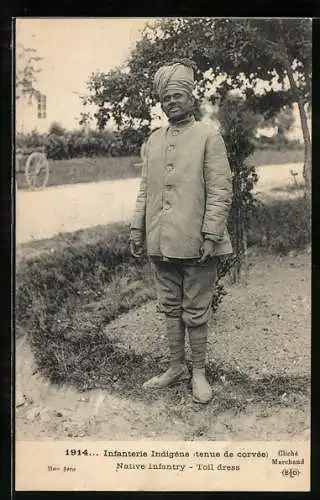 AK Infanterie Indigene, britischer Soldat, Inder in Uniform mit Turban