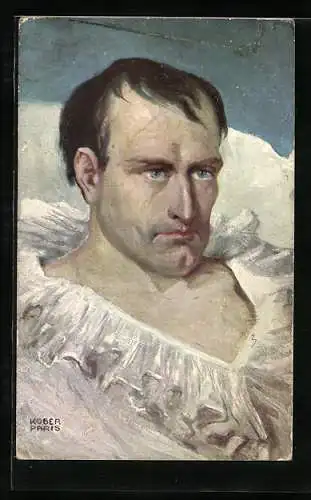 Künstler-AK sign. Kober: Napoleon, Portrait in Hemd