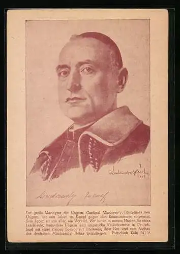 AK BRD, Joseph Cardinal Mindszenty Fürstprimas von Ungarn