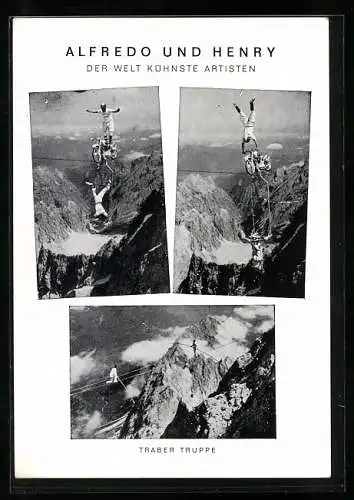 AK Motorrad-Artisten Alfredo und Henry, Zugspitz-Artistengruppe Traber