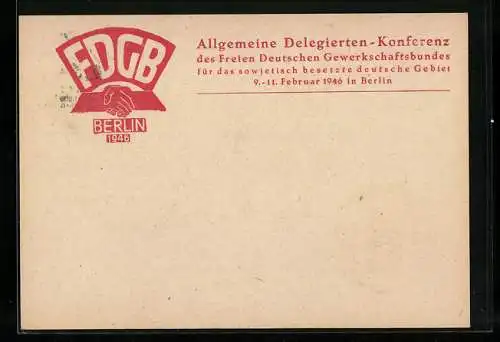 Künstler-AK Berlin, Allgemeinde Delegierten-Konferenz des FDGB 1946