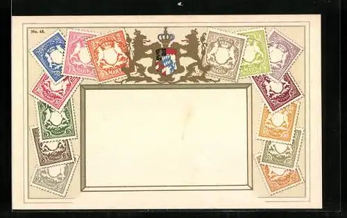 AK Briefmarken Bayerns, Wappen