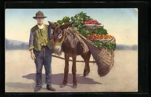 AK Mann mit beladenem Maultier
