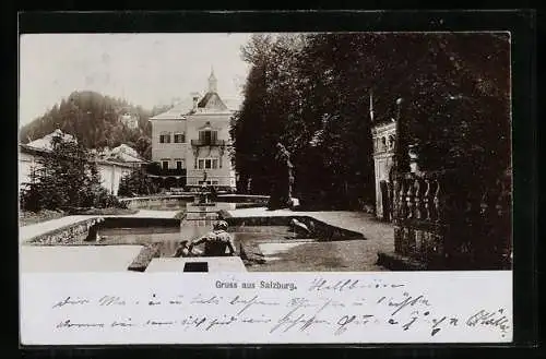 Foto-AK Fritz Gratl: Salzburg, Teichanlagen in einem Garten