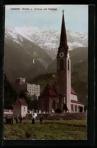 AK Landeck, Kirche u. Schloss mit Tialkopf