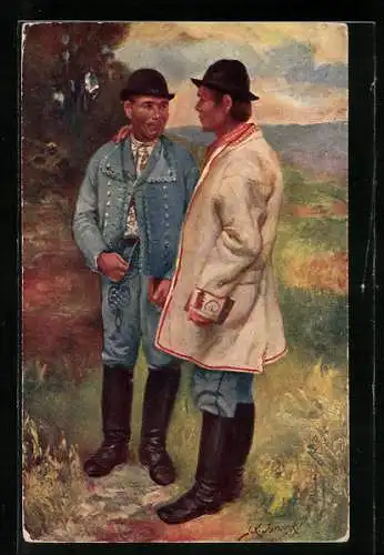 Künstler-AK Herren in slowakischer Tracht