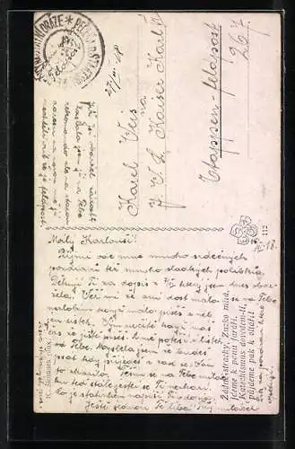 Künstler-AK Junges slowakisches Paar in Trachten im Garten