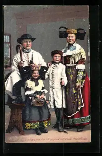 AK Familie in Tracht aus Schaumburg-Lippe