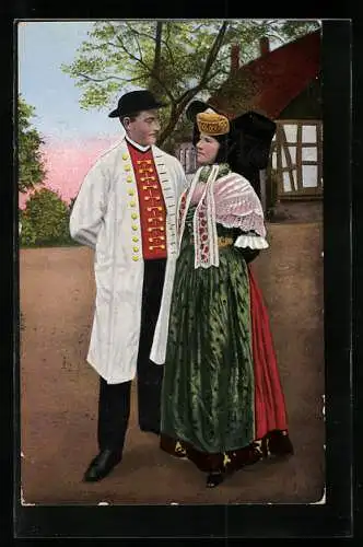 AK Verliebtes Paar in Tracht aus Schaumburg-Lippe