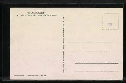 AK Volkstrachten aus Bückeburg und Schaumburg-Lippe, Gruss von der Schaumburg, Zur Kirche