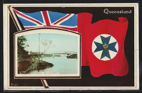 AK Brisbane, Indooroopilly Bridge, Queensland, Flagge