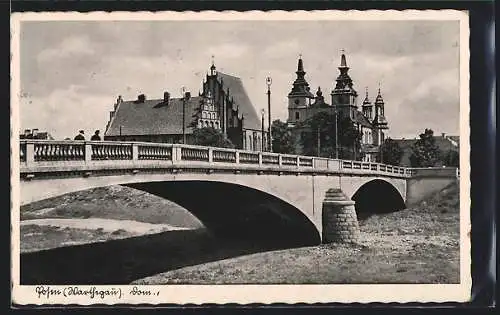 AK Posen, Domansicht mit Brücke