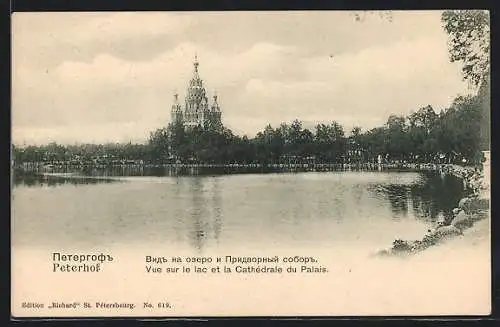 AK Peterhof, Vue sur le lac et la Cathédrale du Palais