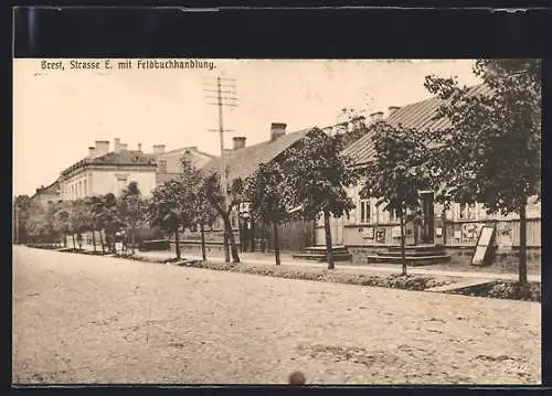 AK Brest, Strasse E mit Feldbuchhandlung