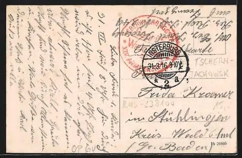 AK Insterburg, Partie am Kriegerdenkmal