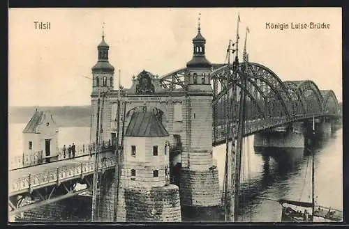 AK Tilsit, Ansicht der Königin Luise-Brücke