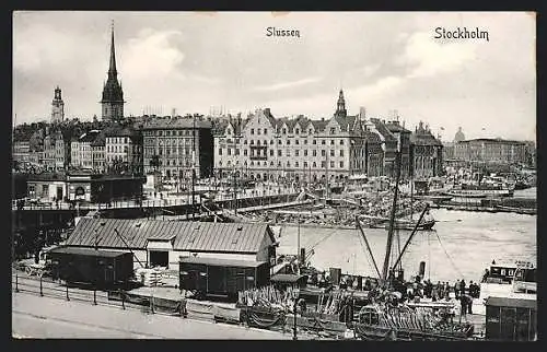 AK Stockholm, Slussen, Dampfer am Hafen