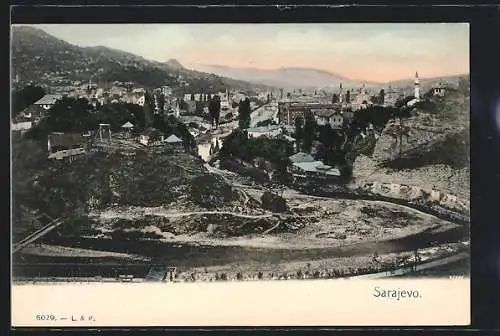 AK Sarajevo, Ortsansicht mit Fluss