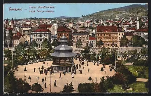 AK Sarajevo, Franz Josef`s-Park mit Pavillon