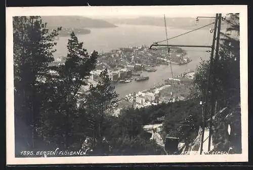 AK Bergen, Flöibanen, Bergbahn über der Stadt