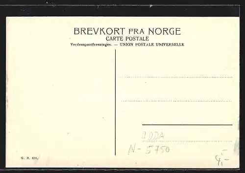 AK Hardanger, Ortspartie mit Blick über das Ufer