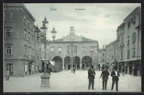 AK Pola, Hauptplatz mit Rathaus