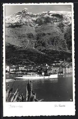 AK Makarska, Panorama mit Dampfer