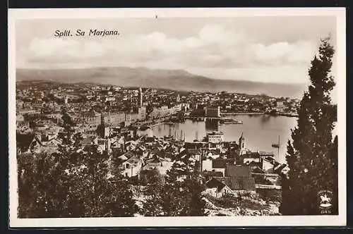 AK Split, Sa Marjana, Totalansicht mit Hafen