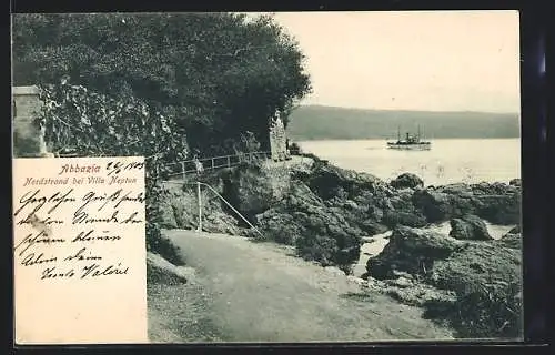 AK Abbazia, Nordstrand bei Villa Neptun