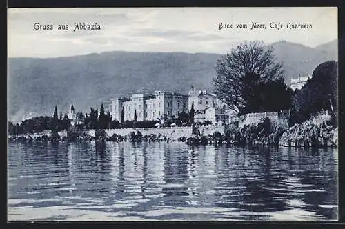 AK Abbazia, Blick vom Meer zum Café Quarnero