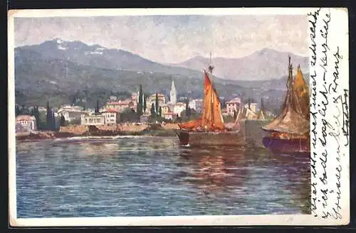 Künstler-AK Lovrana, Panorama, Österr. Adria-Ausstellung 1913 in Wien