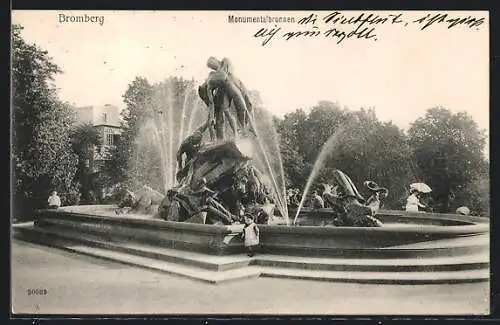 AK Bromberg, Monumentalbrunnen, Kinder