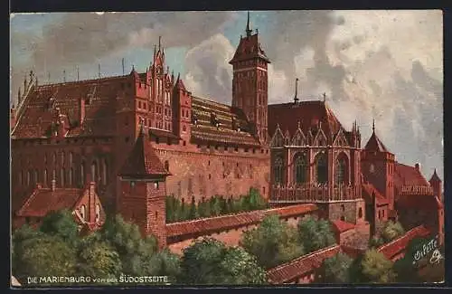 Künstler-AK Marienburg, Die Marienburg von der Südostseite