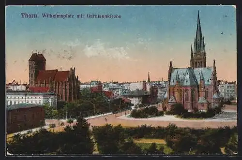 AK Thorn, Wilhelmsplatz mit Garnisonkirche