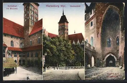 AK Marienburg, Schlosshof mit Brunnen, Hochschloss