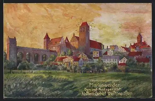 Künstler-AK Marienwerder / Kwidzyn, Dom und Amtsgericht