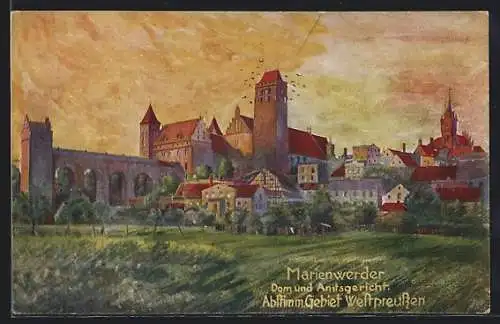 Künstler-AK Marienwerder / Kwidzyn, Dom und Amtsgericht