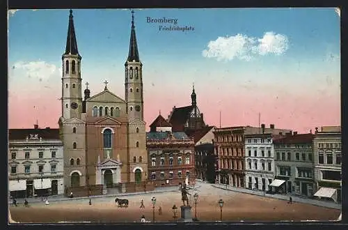 AK Bromberg / Bydgoszcz, Friedrichsplatz im Abendlicht