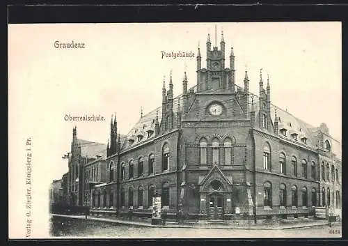 AK Graudenz, Postgebäude, Oberrealschule