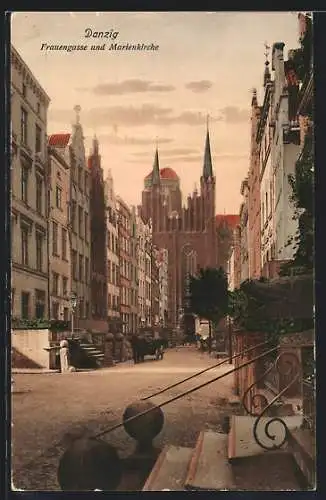 AK Danzig, Frauengasse und Marienkirche